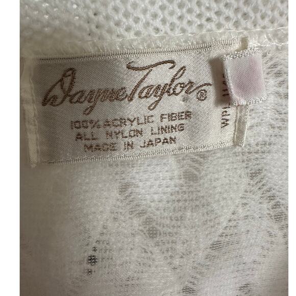 Vintage 60s 70s Dayne Taylor Cardigan Sweater White Floral Embroidered Japan - Picture 2 of 5